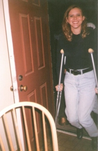 Two months post accident (I refused to go to a New Year's party in a wheel chair) Look closely at the left side